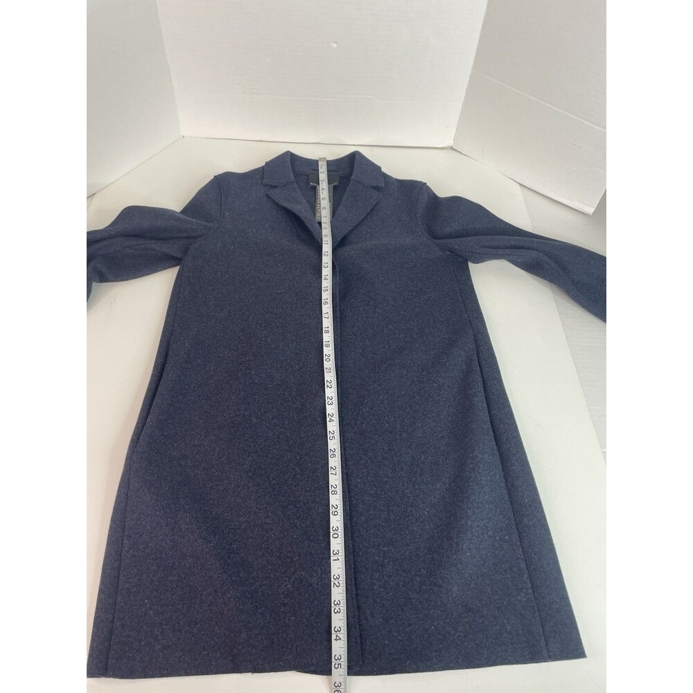 New Banana Republic XS Flannel Coat Dark Blue Mario Bellucci Wool Blend Snaps - Picture 8 of 9